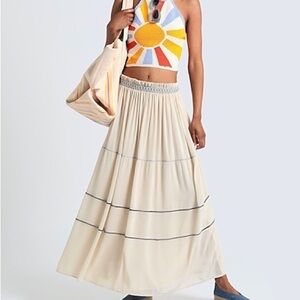 Sandro Crochet Top in Blue and Cream